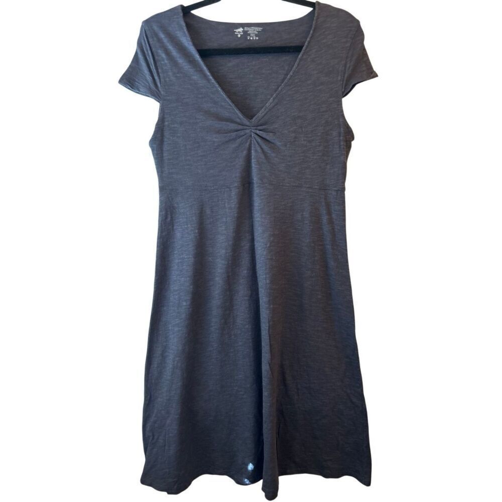 Horny Toad Knee length stretchy dress sz L gray organic cotton blend Sustainable